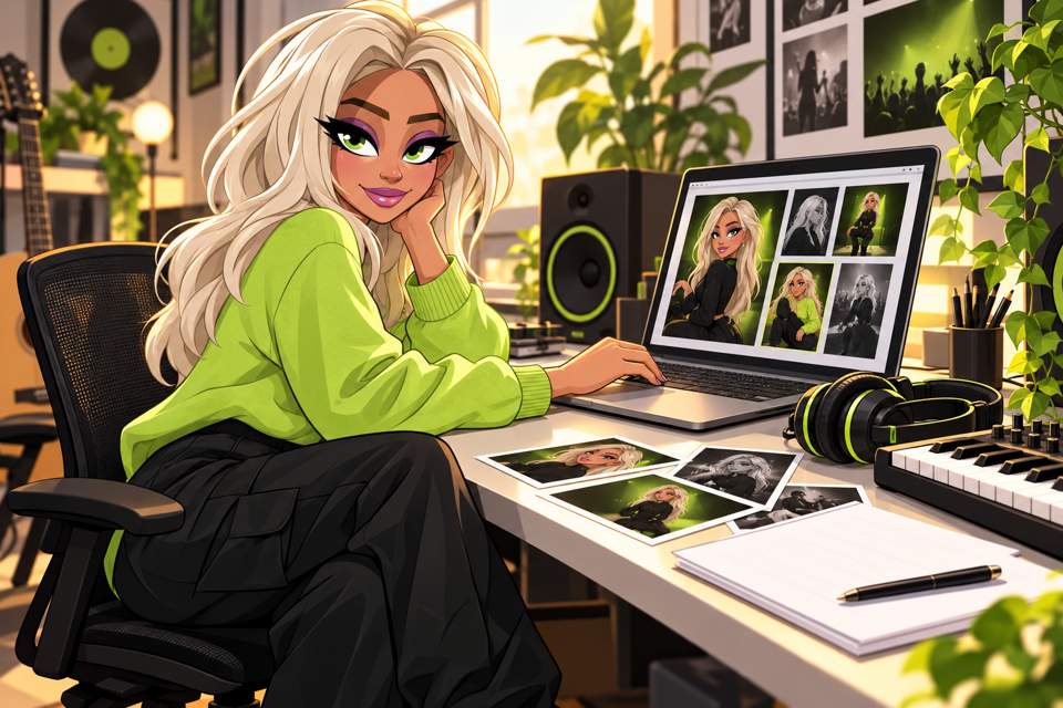 The Hubb character illustrating artist tools