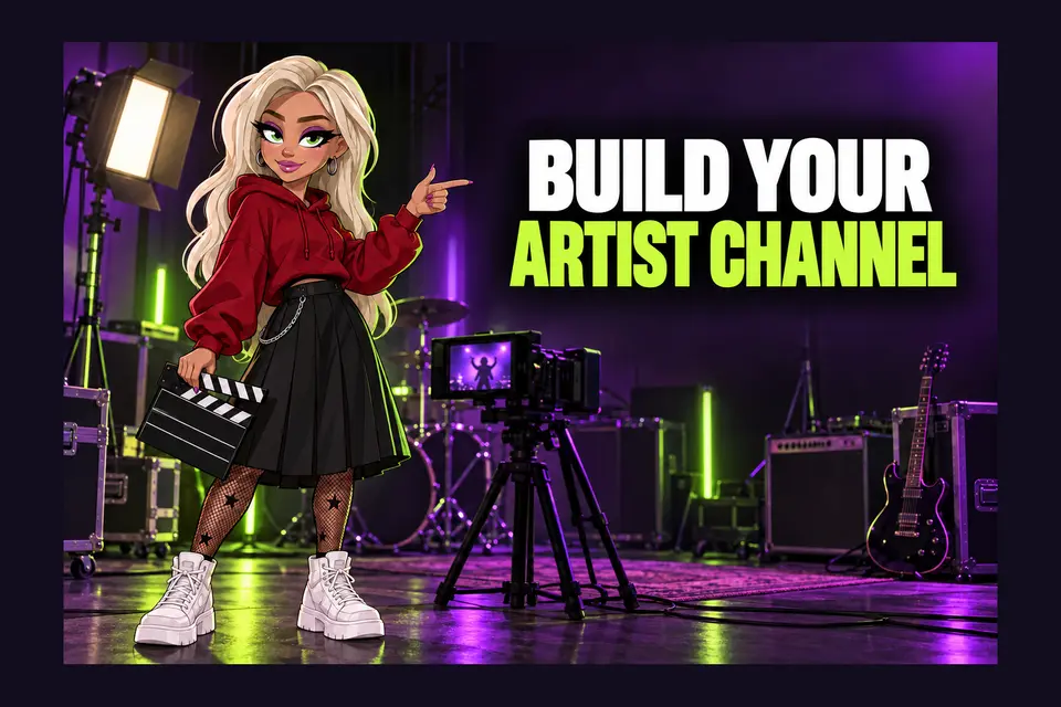 The Hubb character illustrating artist tools